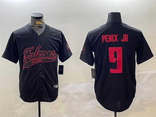 Men's Atlanta Falcons #9 Michael Penix Jr. Black With Patch Cool Base Stitched Baseball Jersey,We sell and wholesale Men's Atlanta Falcons #9 Michael Penix Jr. Black With Patch Cool Base Stitched Baseball Jersey on line form chian!
